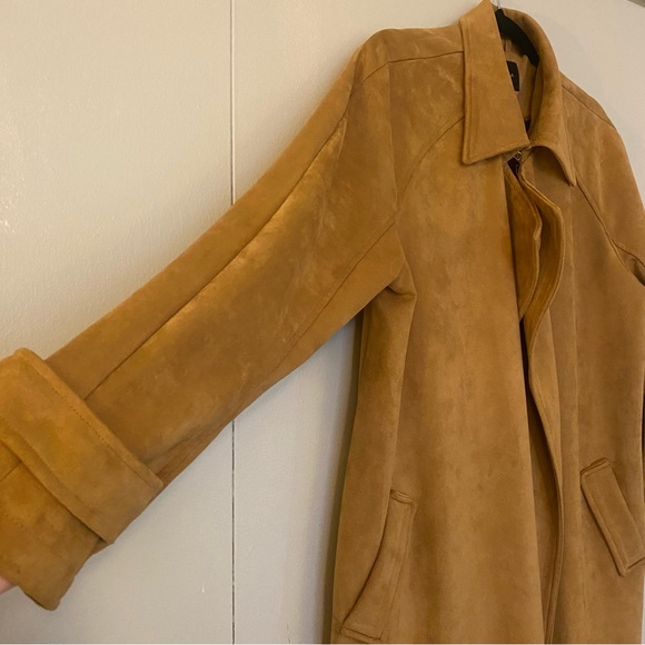 Ookie & Lala Faux Suede Draped Trench-coat - Picture 3 of 7